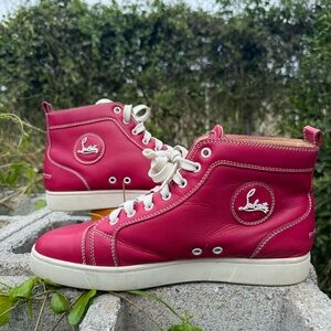 Christian Louboutin High Top Sneakers Shoes LOUIS FLAT Pink EU 42